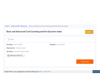 Basic and Advanced Carb Counting and the Glycemic Index