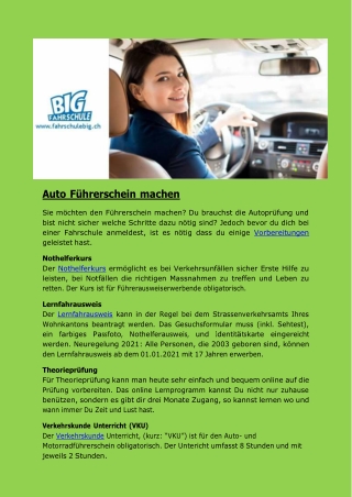 Auto Führerschein machen