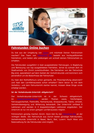 Fahrstunden Online buchen