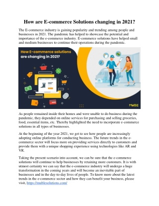 How are Ecommerce solutions changing in 2021