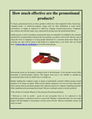 How much effective are the promotional products