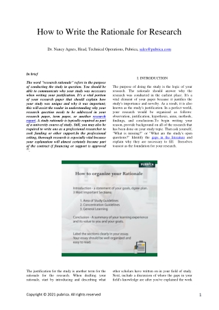 How to write the rationale for research – Pubrica