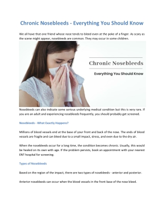 Chronic Nosebleeds - Everything You Should Know