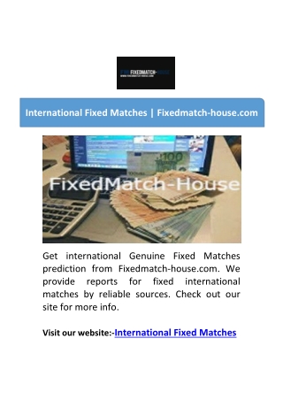 International Fixed Matches | Fixedmatch-house.com