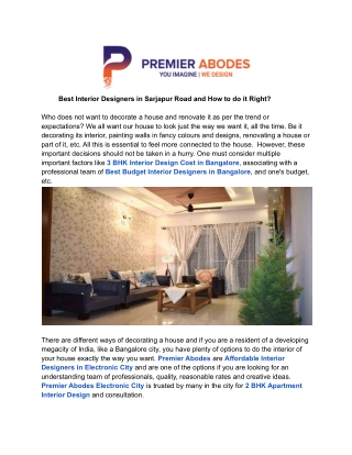 Best Interior Designers in Sarjapur Road and How to do it Right (1)