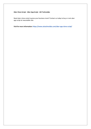 Uber Clone Script - Uber App Script - AIS Technolabs