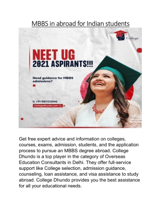 MBBS in abroad for Indian students