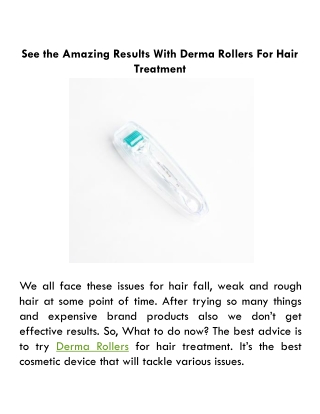 See the Amazing Results With Derma Rollers For Hair Treatment