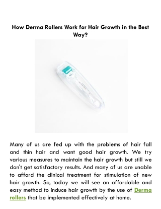 How Derma Rollers Work for Hair Growth in the Best Way?
