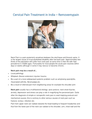 Cervical Pain Treatment in India - Removemypain-converted