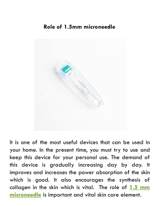 Role of 1.5mm microneedle