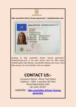 fake australian drivers license generator | shopfastnotes.com