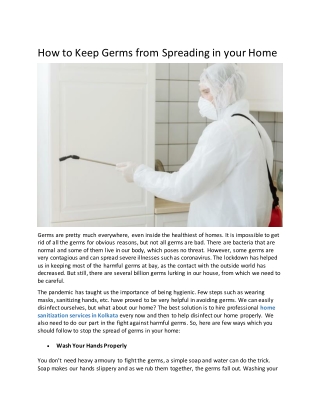 How to Keep Germs from Spreading in your Home