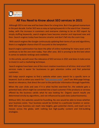 All You Need To Know About SEO services in 2021