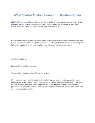 West Chester Custom Homes   | JKCustomHomes