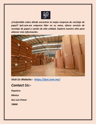 Reciclaje de Papel y Cartón | Ipsl.com.mx