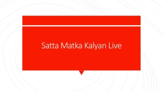 satta matka kalyan live | satta matta matka kalyan result today live