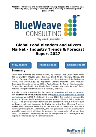Global Food Blenders and Mixers Market