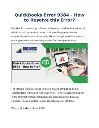 How to fix QuickBooks Error 9584?