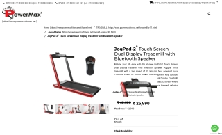 PowerMax Fitness JogPad-2 Dual Display Treadmill with Bluetooth Speaker