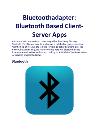 Bluetoothadapter Bluetooth Based Client-Server Apps