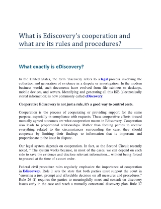 What is Ediscovery's cooperation and what are its rules and procedures