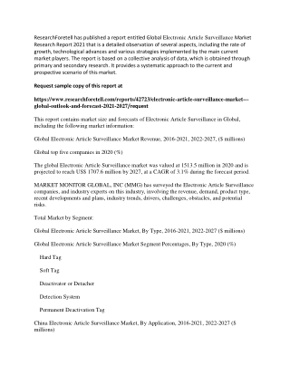 Electronic Article Surveillance Market Robust Pace of Industry During 2020-2027