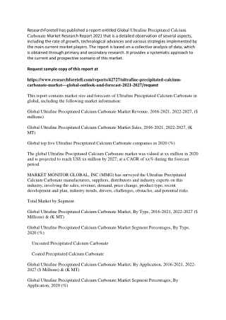 Ultrafine Precipitated Calcium Carbonate Market Will Generate Record Revenue by 2027