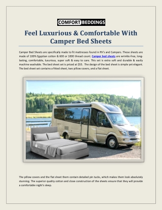 Feel Luxurious & Comfortable With Camper Bed Sheets