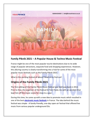 Family Piknik 2021 - A popular house & techno music festival