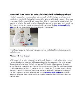 How much does it cost for a complete body health checkup package?