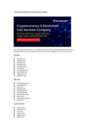 Cryptocurrency & Blockchain Fork Services Company