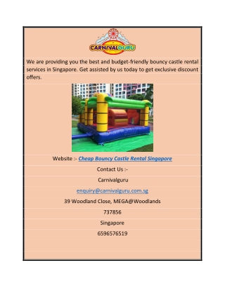 Cheap Bouncy Castle Rental Singapore  Carnivalguru.com.sg