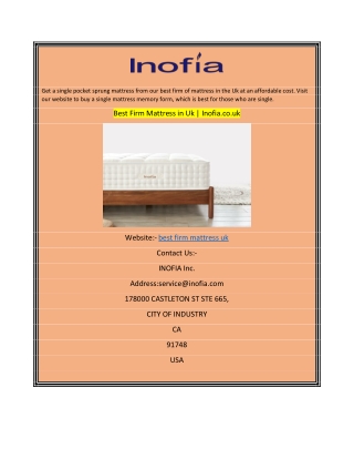 Best Firm Mattress in Uk  Inofia.co.uk