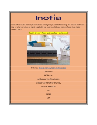 Double Memory Foam Mattress Sale  Inofia.co.uk