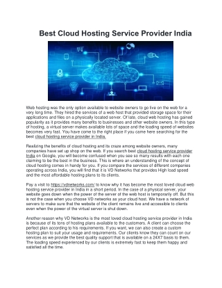 Best Cloud Hosting Service Provider India