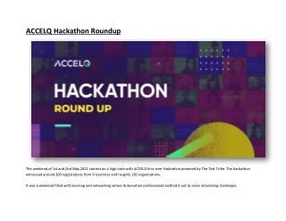 ACCELQ Hackathon Roundup