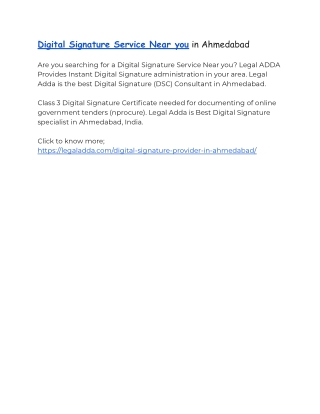Digital Signature Service Near you in Ahmedabad