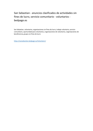 San Sebastian - anuncios clasificados de actividades sin fines de lucro, servicio comunitario - voluntarios - bedpage.es