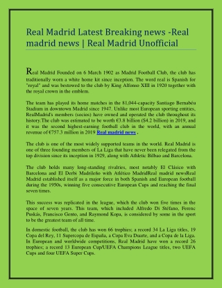 Real Madrid Latest Breaking news