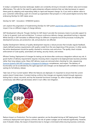 DevOps for SAP: A Detailed Overview