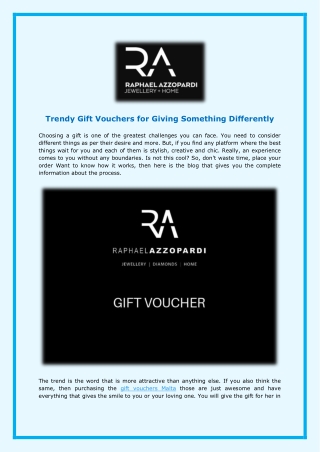 Trendy Gift Vouchers for Giving Something Differently