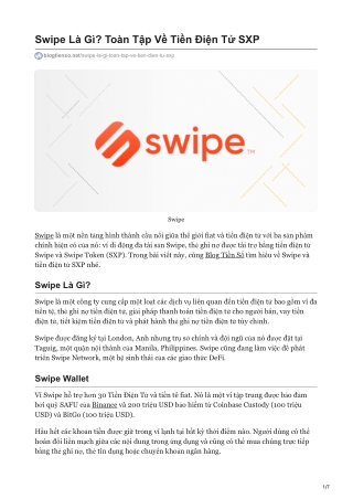 Swipe Là Gì? Toàn Tập Về Tiền Điện Tử SXP