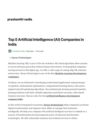 Top 5 Artificial Intelligence (AI) Companies in India