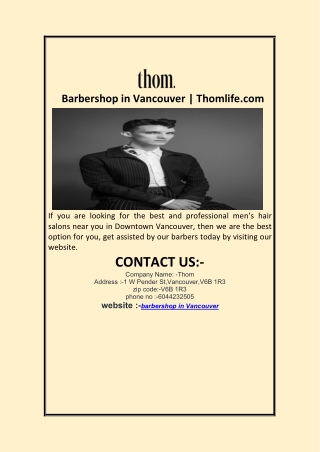 Barbershop in Vancouver | Thomlife.com