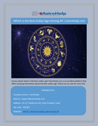 Which Is the Best Zodiac Sign Among All | Eastrohelp.com