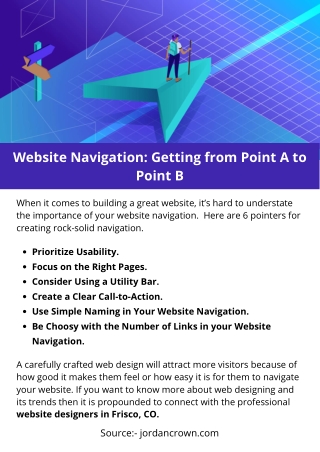 Website Navigation: Getting from Point A to Point B