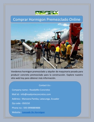 Comprar Hormigon Premezclado Online