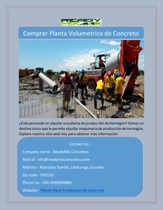 Comprar Planta Volumetrica de Concreto