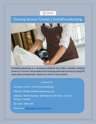 Cleaning Services Toronto | Orchidhousekeeping